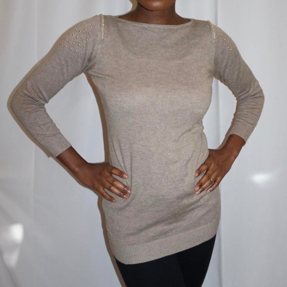 JS Millenium Taupe Long Sleeve Gold Accent